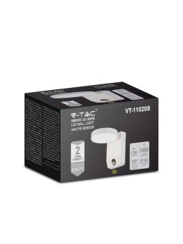 Projektor Oprawa Elewacyjna V-TAC 17W LED Czujnik Ruchu Okrągła Biała IP65 VT-11020S 4000K 2520lm