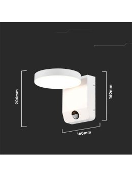 Projektor Oprawa Elewacyjna V-TAC 17W LED Czujnik Ruchu Okrągła Biała IP65 VT-11020S 4000K 2520lm