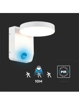 Projektor Oprawa Elewacyjna V-TAC 17W LED Czujnik Ruchu Okrągła Biała IP65 VT-11020S 4000K 2520lm