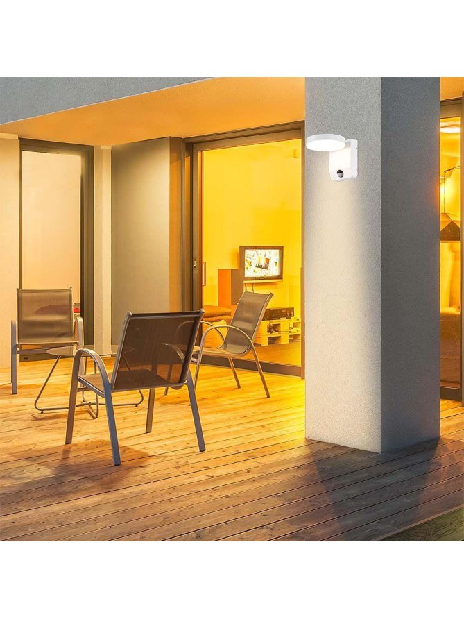 Projektor Oprawa Elewacyjna V-TAC 17W LED Czujnik Ruchu Okrągła Biała IP65 VT-11020S 4000K 2520lm
