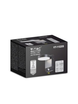 Projektor Oprawa Elewacyjna V-TAC 17W LED Czujnik Ruchu Okrągła Czarna IP65 VT-11020S 4000K 2520lm