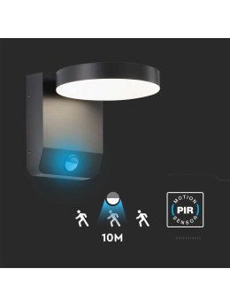 Projektor Oprawa Elewacyjna V-TAC 17W LED Czujnik Ruchu Okrągła Czarna IP65 VT-11020S 4000K 2520lm