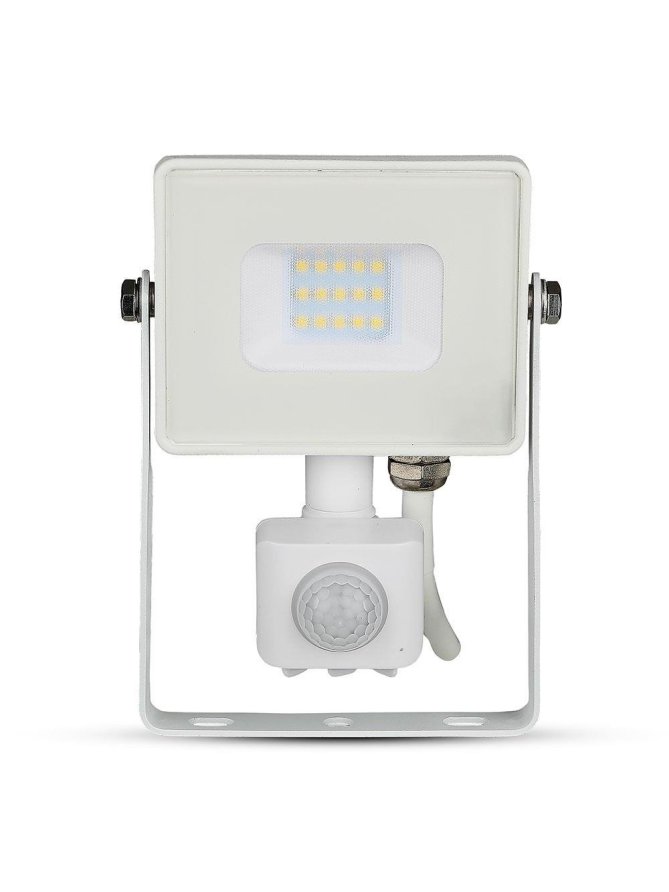 Projektor LED V-TAC 10W SAMSUNG CHIP Czujnik Ruchu Funkcja Cut-OFF Biały VT-10-S-W 3000K 800lm 5 Lat Gwarancji