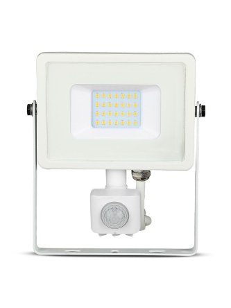 Projektor LED V-TAC 20W SAMSUNG CHIP Czujnik Ruchu Funkcja Cut-OFF Biały VT-20-S-B 4000K 1600lm 5 Lat Gwarancji