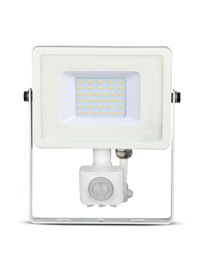 Projektor LED V-TAC 30W SAMSUNG CHIP Czujnik Ruchu Funkcja Cut-OFF Biały VT-30-S-W 6400K 2400lm 5 Lat Gwarancji