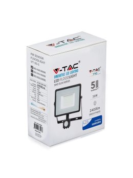 Projektor LED V-TAC 30W SAMSUNG CHIP Czujnik Ruchu Funkcja Cut-OFF Czarny VT-30-S-B 3000K 2400lm 5 Lat Gwarancji