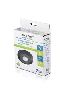 Czujnik Ruchu 360st V-TAC Natynkowy Sufitowy SLIM 25mm Czarny VT-8027