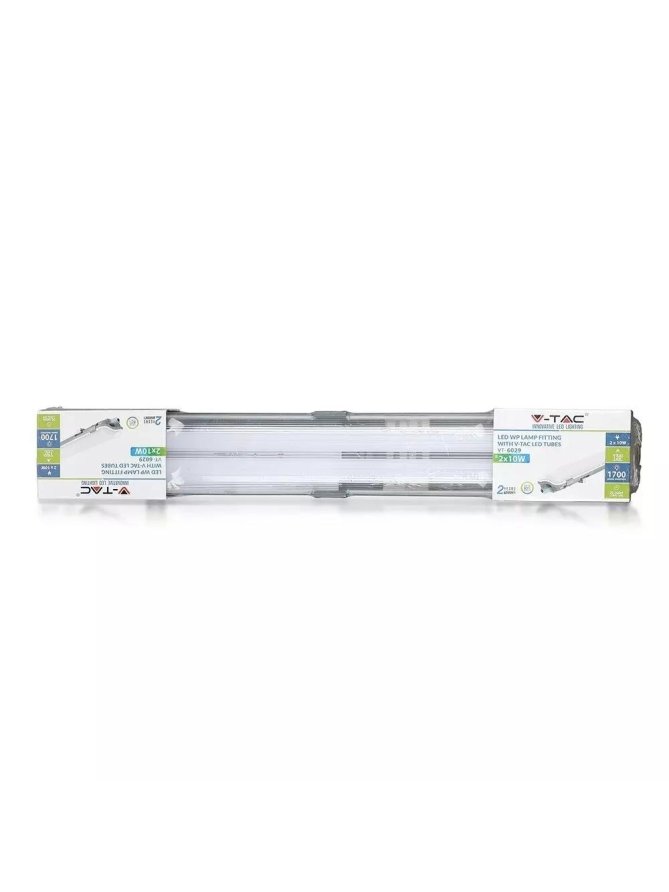 Oprawa Hermetyczna LED V-TAC PC/PC 2x120cm (2 x 18W) (Tuby LED w zestawie) VT-12023 6400K 3400lm