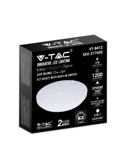 Plafon V-TAC 12W Gwiazdy Zmiana Koloru CCT fi.255 VT-8412-S-N 3000K-6400K 1200lm