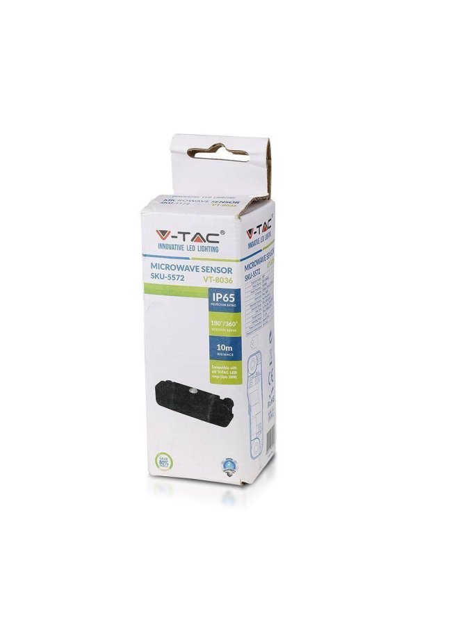 Czujnik Ruchu Mikrofalowy Czarny V-TAC VT-8036