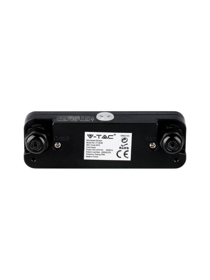 Czujnik Ruchu Mikrofalowy Czarny V-TAC VT-8036