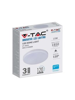 Plafon Natynkowy Okrągły V-TAC 15W LED SAMSUNG CHIP IP44 120Lm/W VT-8033 4000K 1850lm 3 Lata Gwarancji
