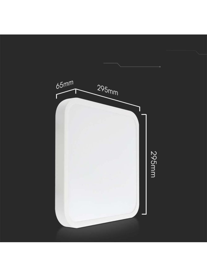 Plafon V-TAC 24W LED Kwadrat 29x29cm Natynkowy IP44 Biały VT-8624 6500K 2500lm