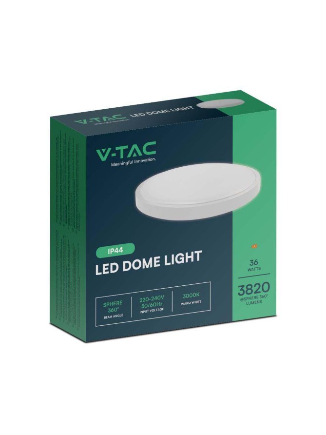 Plafon V-TAC 36W LED Okrągły 35cm Natynkowy IP44 Biały VT-8630 4000K 3820lm