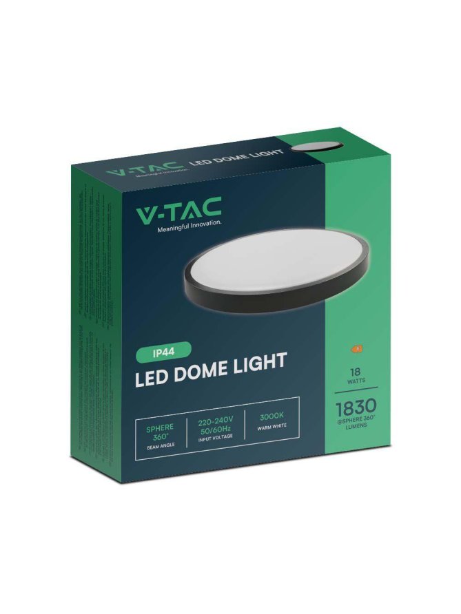 Plafon V-TAC 18W LED Okrągły 25cm Natynkowy IP44 Czarny VT-8618B 3000K 1830lm