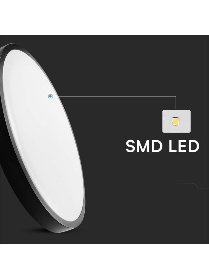 Plafon V-TAC 18W LED Okrągły 25cm Natynkowy IP44 Czarny VT-8618B 3000K 1830lm
