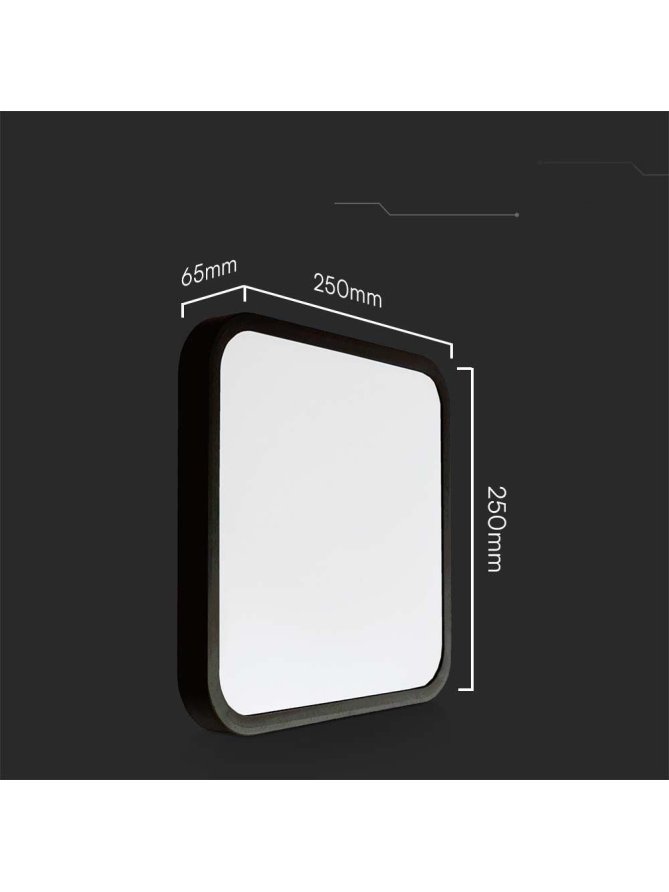 Plafon V-TAC 18W LED Kwadrat 25x25cm Natynkowy IP44 Czarny VT-8618B 3000K 1830lm
