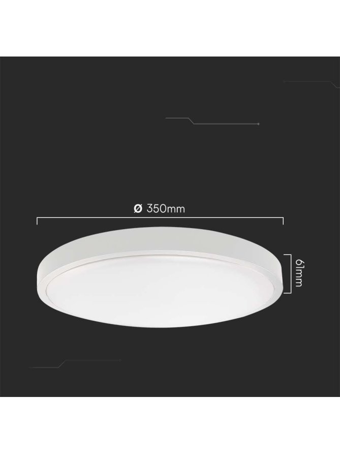 Plafon V-TAC 24W LED Okrągły 35cm Natynkowy Pilot Czujnik Ruchu IP44 Biały VT-8624S 4000K 2500lm