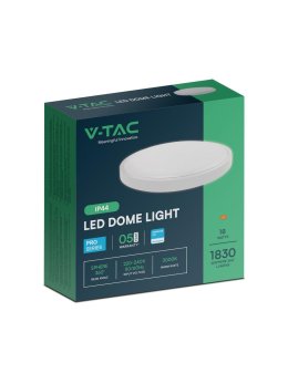 Plafon V-TAC 18W LED SAMSUNG CHIP Okrągły 25cm Natynkowy IP44 Biały VT-8618 4000K 1830lm 5 Lat Gwarancji