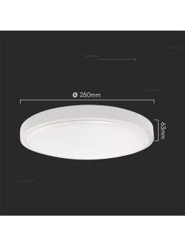 Plafon V-TAC 18W LED SAMSUNG CHIP Okrągły 25cm Natynkowy IP44 Biały VT-8618 4000K 1830lm 5 Lat Gwarancji