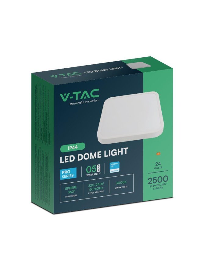 Plafon V-TAC 24W LED SAMSUNG CHIP Kwadrat 29x29cm Natynkowy IP44 Biały VT-8624 4000K 2500lm 5 Lat Gwarancji