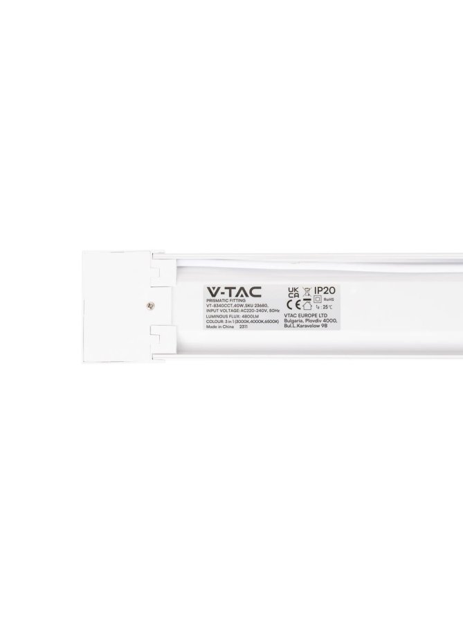 Oprawa V-TAC 40W LED Liniowa Natynkowa 120cm 120Lm/W CCT Zmiana Barwy VT-8340CCT 3000K-6500K 4800lm 3 Lata Gwarancji