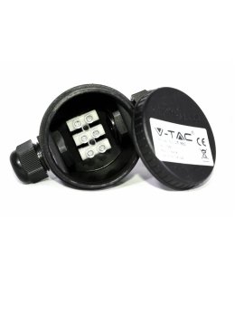 Puszka Złączka Mufa Hermetyczna 2x3Pin Czarna 24A AC:450V Średnica przewodu 5-9mm IP66 V-TAC VT-881
