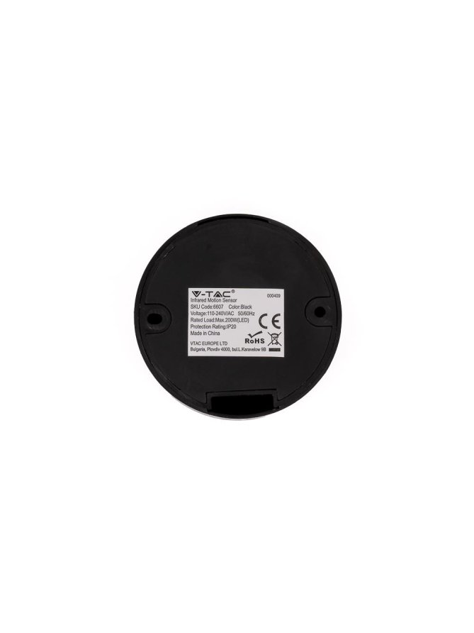 Czujnik Ruchu 360st Sufitowy fi76 Czarny V-TAC VT-8091