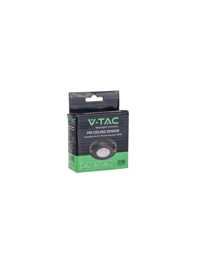 Czujnik Ruchu 360st Sufitowy fi76 Czarny V-TAC VT-8091