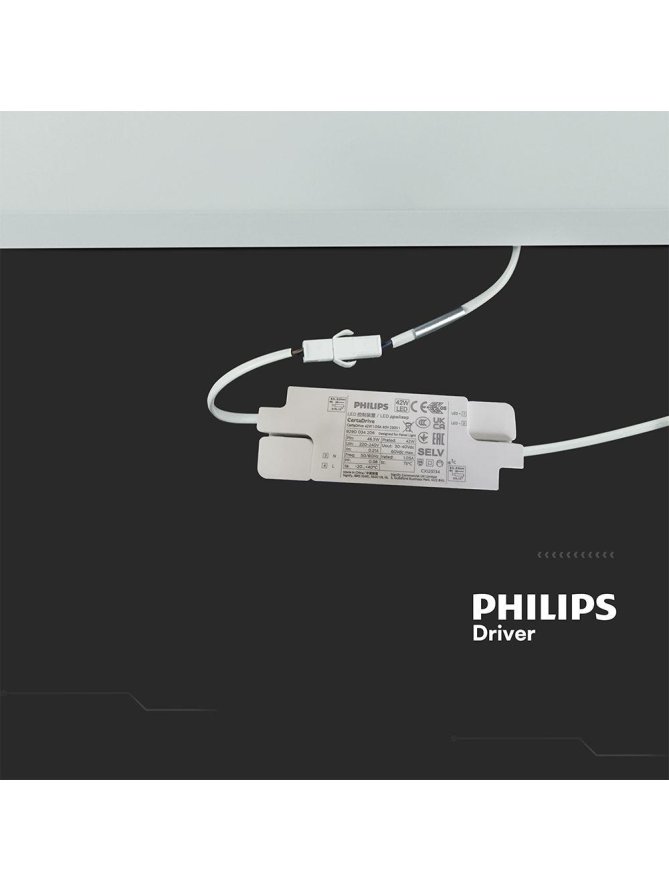 Panel LED V-TAC 40W 600x600 LED Backlight 33mm 120Lm/W Zasilacz PHILIPS VT-61040 4000K 4800lm 5 Lat Gwarancji