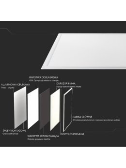 Panel LED V-TAC 29W 600x600 120Lm/W PMMA VT-6129 4000K 3480lm