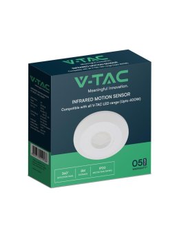 Czujnik Ruchu 360st V-TAC Natynkowy Sufitowy SLIM 24mm Okrągły Biały VT-81011 5 Lat Gwarancji