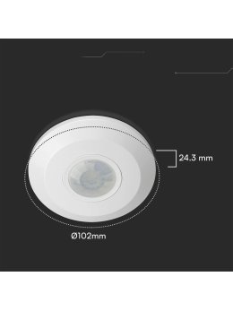 Czujnik Ruchu 360st V-TAC Natynkowy Sufitowy SLIM 24mm Okrągły Biały VT-81011 5 Lat Gwarancji