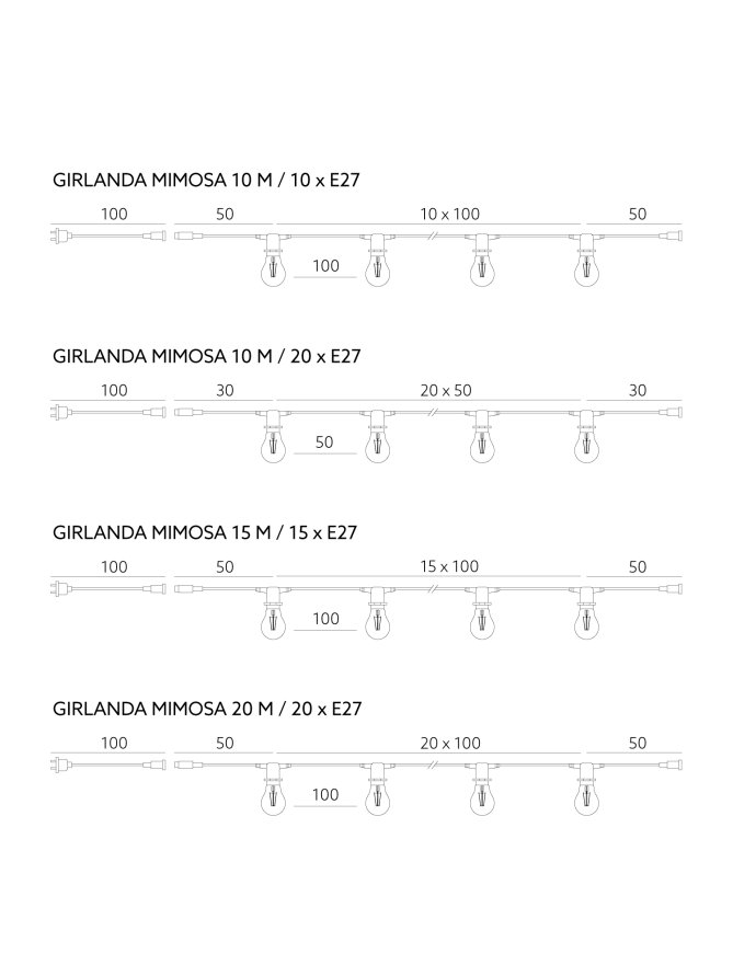 Girlanda MIMOSA 2 10m 10xE27 Kobi