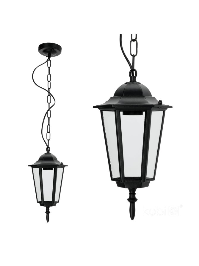 Lampa wisząca ogrodowa LO4105 1xE27 IP54 czarna Kobi