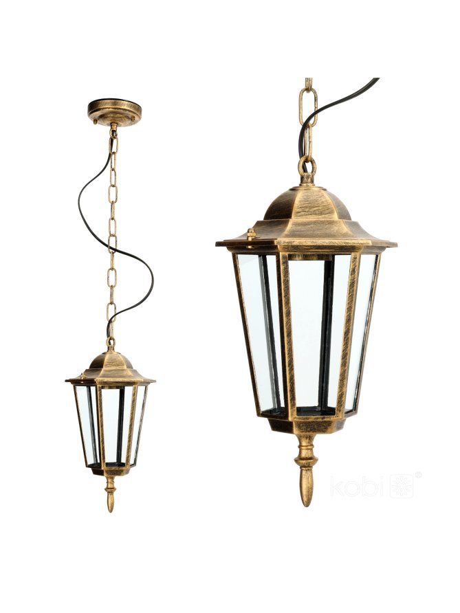 Lampa wisząca ogrodowa LO4105 1xE27 IP54 złota Kobi