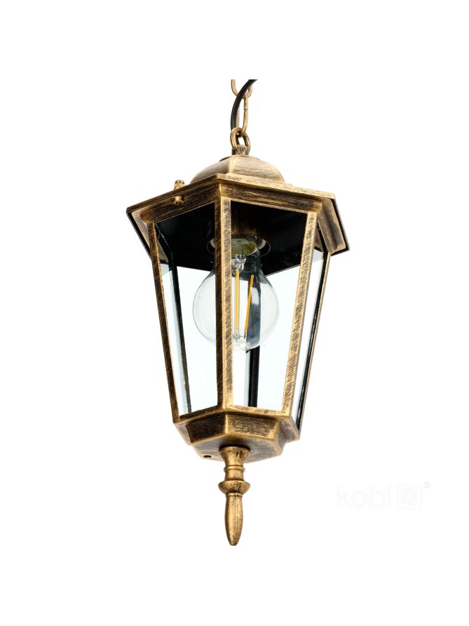 Lampa wisząca ogrodowa LO4105 1xE27 IP54 złota Kobi