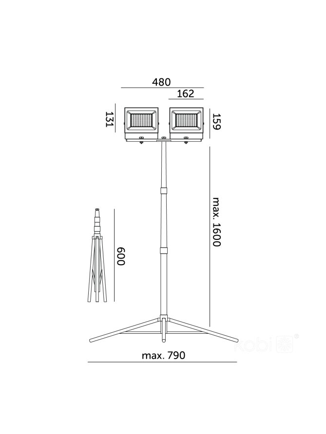 Naświetlacz LED TIGRA TRIPOD 2x50W 4000K IP54 Kobi