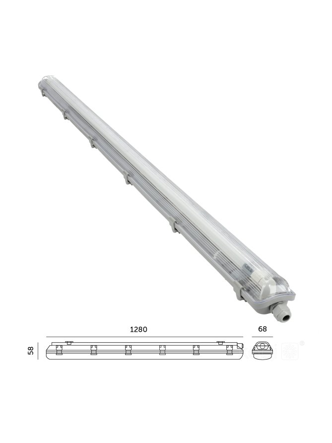 Zestaw HERMETIC 1x120 + LED T8 18W 4000K IP65 Kobi