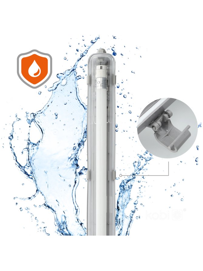 Zestaw HERMETIC 1x120 + LED T8 18W 4000K IP65 Kobi