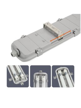 Zestaw HERMETIC 2x120 + LED T8 18W 4000K IP65 Kobi