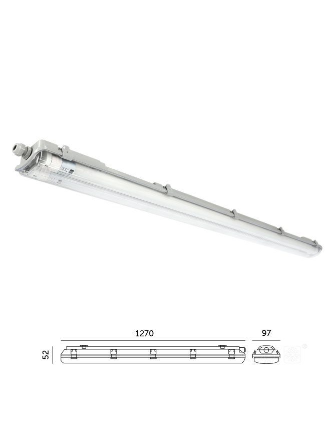 Zestaw HERMETIC 2x120 G2 + 2x LED T8 18W 120cm 4000K KOBI