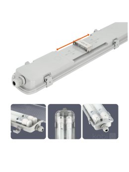 Zestaw HERMETIC 2x120 G2 + 2x LED T8 18W 120cm 4000K KOBI