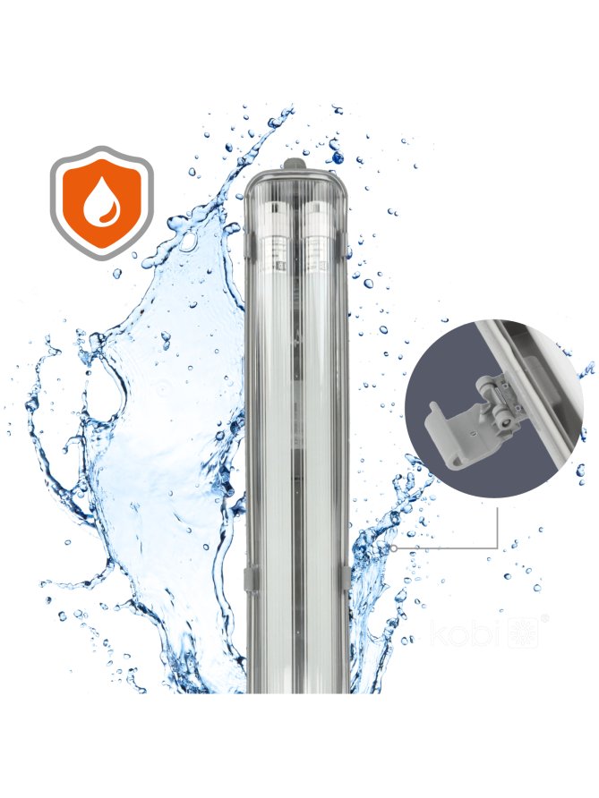 Zestaw HERMETIC 2x120 G2 + 2x LED T8 18W 120cm 6500K KOBI