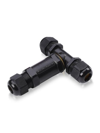 Złączka Mufa Hermetyczna 3x3Pin Czarna Trójnik 0.5-4mm2 Średnica przewodu 8-12mm IP68 V-TACC VT-869