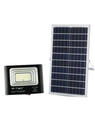 Projektor LED Solarny V-TAC 35W Czarny IP65, Pilot, Timer VT-100W 4000K 2450lm