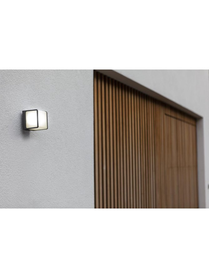 Kinkiet ogrodowy kwadra kostka LED mleczny klosz - LEDco.pl