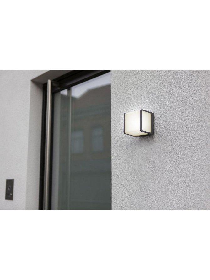 Kinkiet ogrodowy kwadra kostka LED mleczny klosz - LEDco.pl
