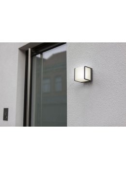 Kinkiet ogrodowy kwadra kostka LED mleczny klosz - LEDco.pl