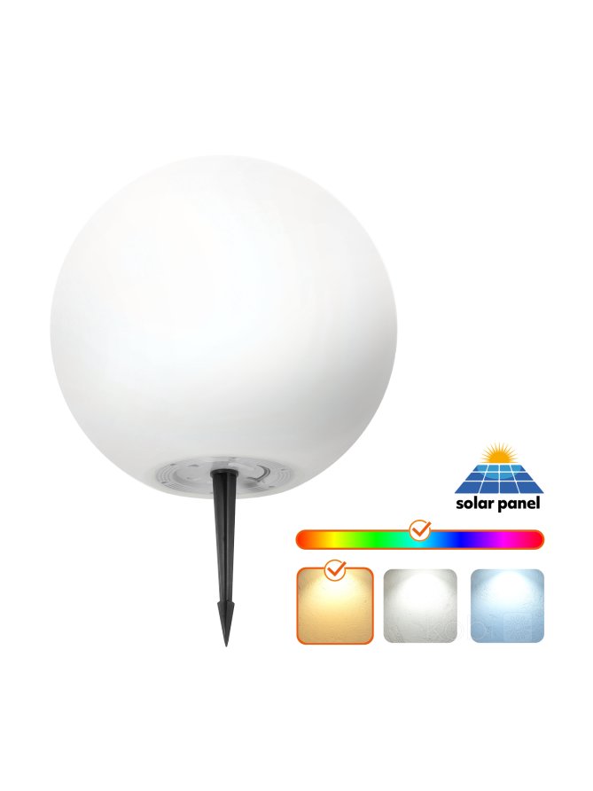 Lampa ogrodowa Solar LED GARDEN BALL 30cm 3000K+RGB Kobi Design